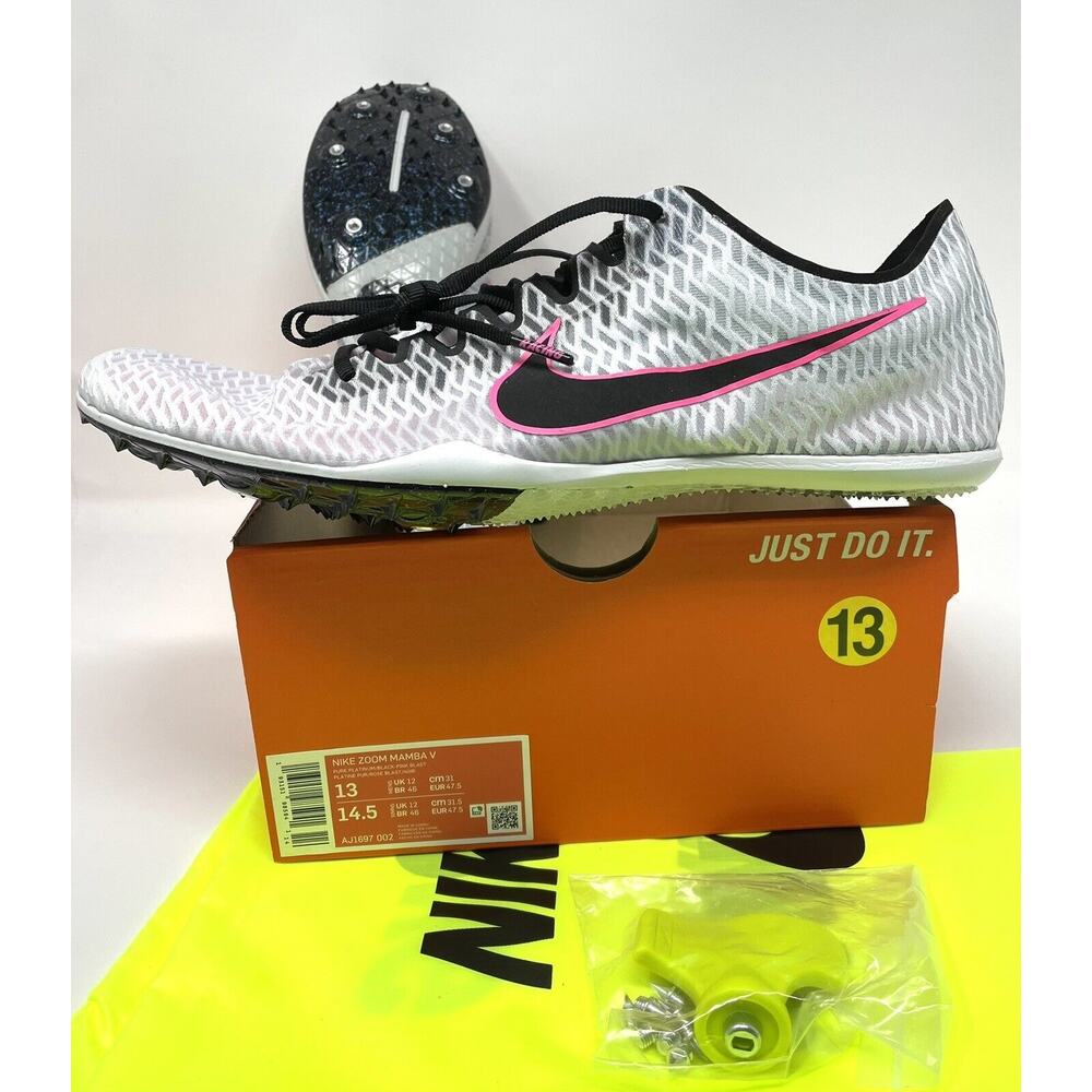 Nike MAMBA V Distance Running Shoe Size 13 Spikes + Bag AJ1697 002 *NO LID*